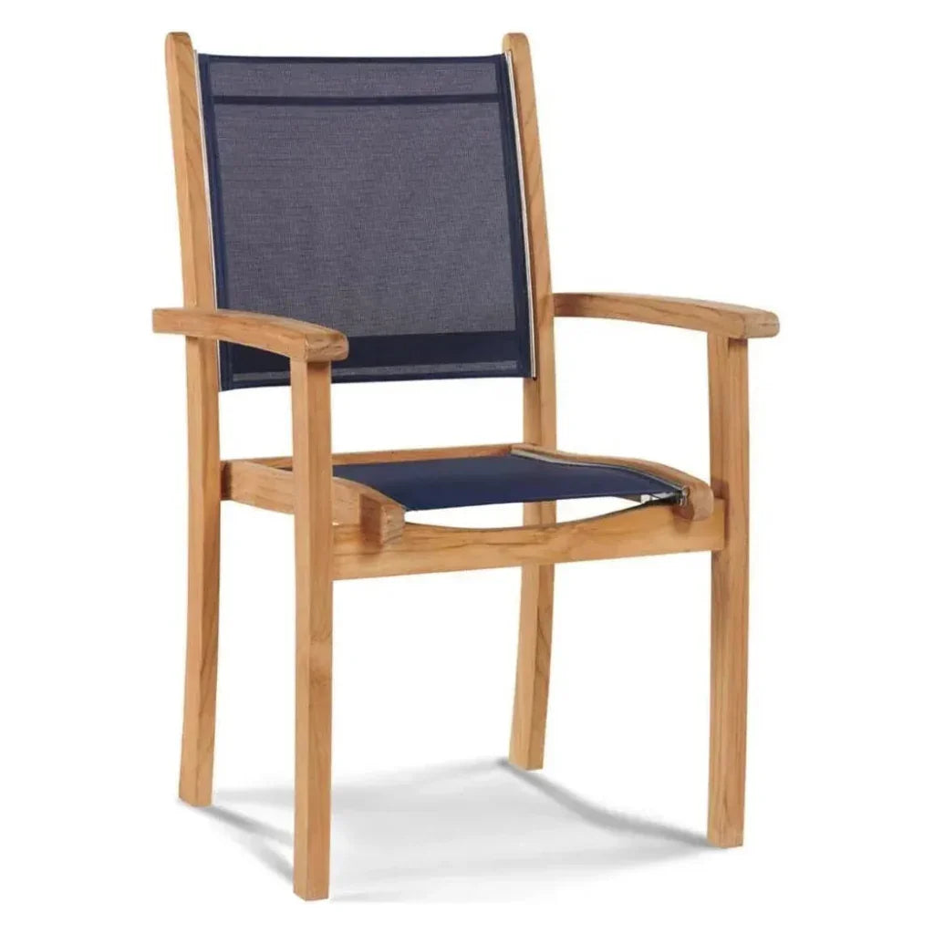 Pearl Stacking Teak Outdoor Dining Armchair 4PC - LOOMLAN - HiTeak - Outdoor Dining Chairs