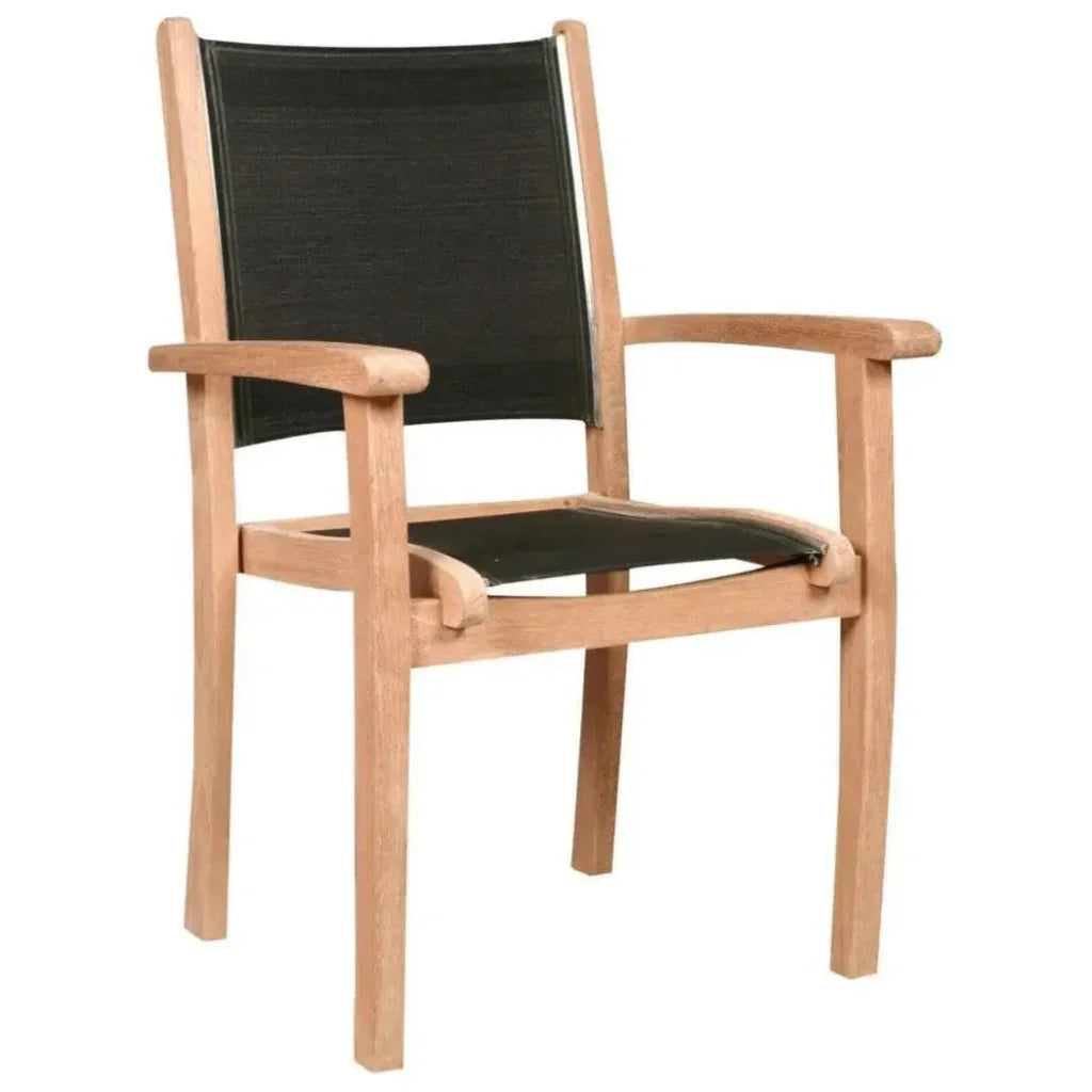 Pearl Stacking Teak Outdoor Dining Armchair 4PC - LOOMLAN - HiTeak - Outdoor Dining Chairs