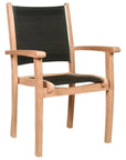 Pearl Stacking Teak Outdoor Dining Armchair 4PC - LOOMLAN - HiTeak - Outdoor Dining Chairs