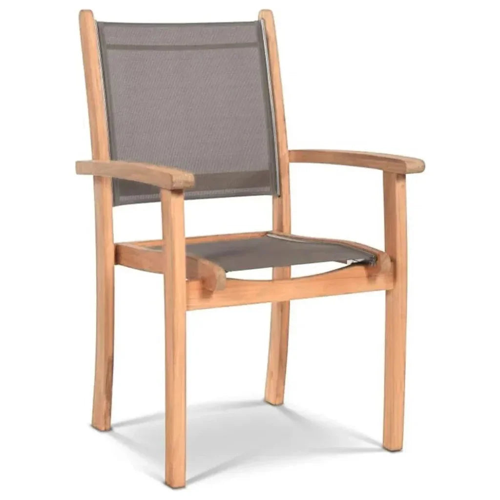 Pearl Stacking Teak Outdoor Dining Armchair 4PC - LOOMLAN - HiTeak - Outdoor Dining Chairs