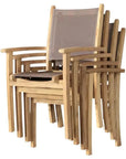 Pearl Stacking Teak Outdoor Dining Armchair 4PC - LOOMLAN - HiTeak - Outdoor Dining Chairs