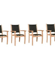 Pearl Stacking Teak Outdoor Dining Armchair 4PC - LOOMLAN - HiTeak - Outdoor Dining Chairs
