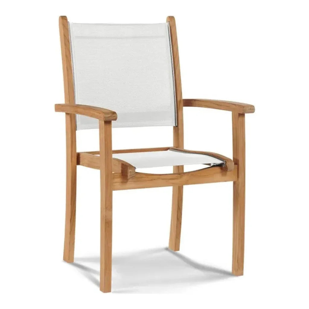 Pearl Stacking Teak Outdoor Dining Armchair 4PC - LOOMLAN - HiTeak - Outdoor Dining Chairs