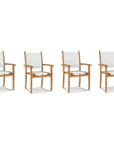 Pearl Stacking Teak Outdoor Dining Armchair 4PC - LOOMLAN - HiTeak - Outdoor Dining Chairs