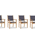 Pearl Stacking Teak Outdoor Dining Armchair 4PC - LOOMLAN - HiTeak - Outdoor Dining Chairs