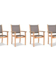 Pearl Stacking Teak Outdoor Dining Armchair 4PC - LOOMLAN - HiTeak - Outdoor Dining Chairs