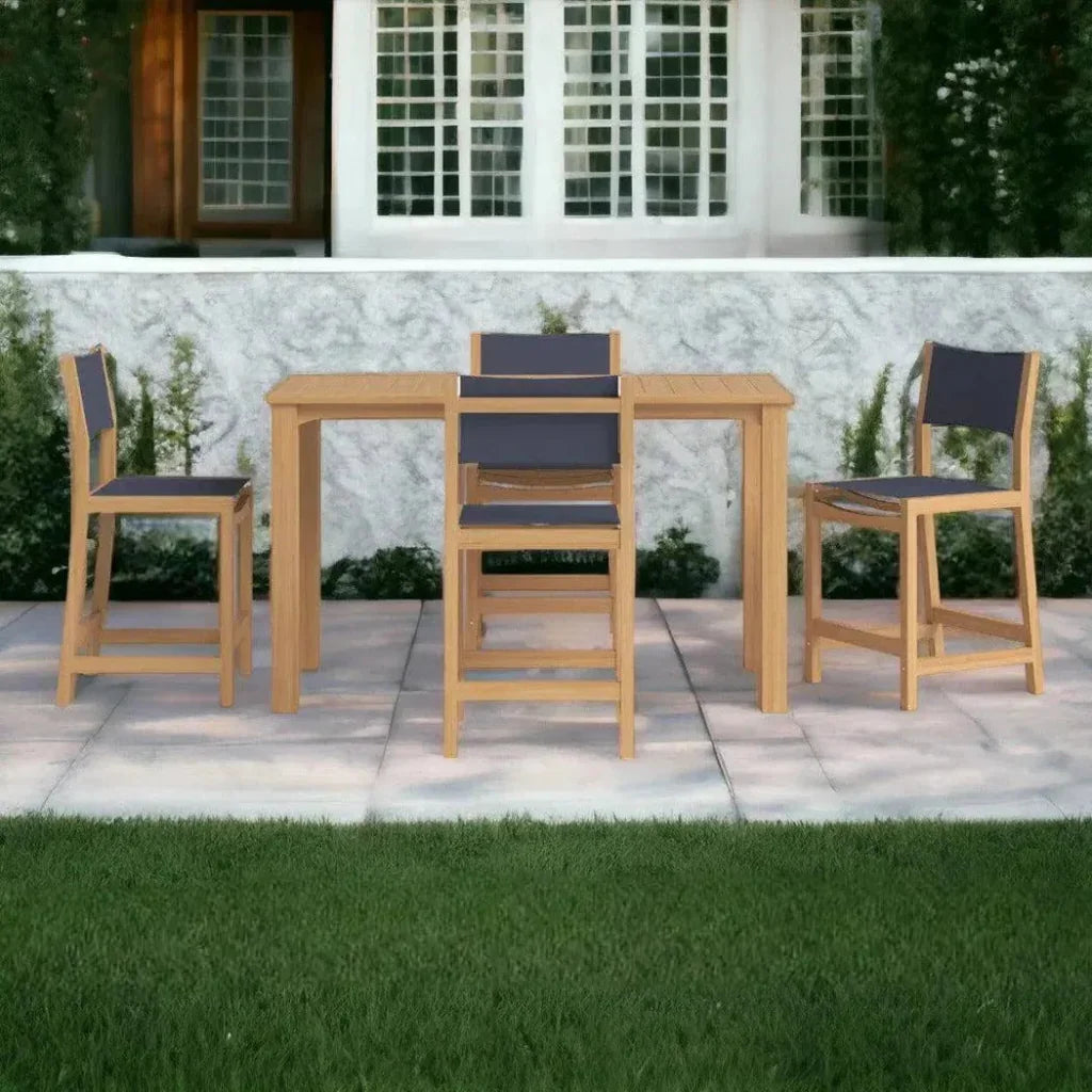 Pearl Teak Outdoor Counter Height Stool - LOOMLAN - HiTeak - Outdoor Counter Stools