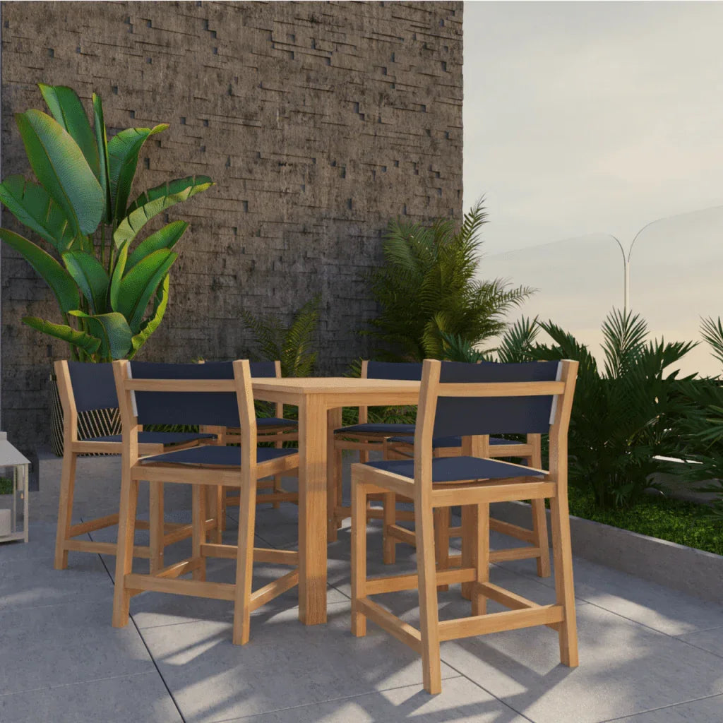 Pearl Teak Patio Counter Height Dining Set 7PC - LOOMLAN - HiTeak - Outdoor Dining Sets