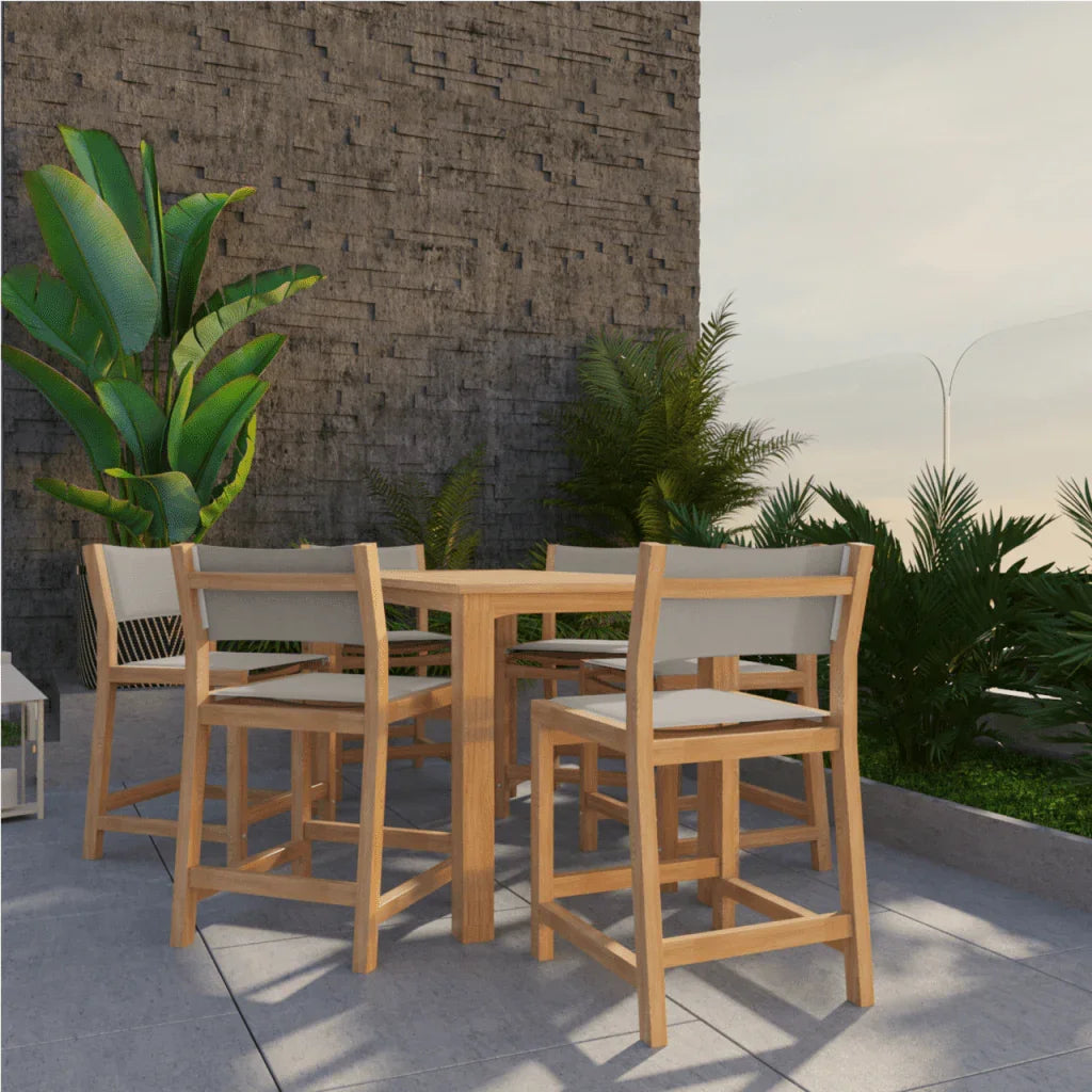 Pearl Teak Patio Counter Height Dining Set 7PC - LOOMLAN - HiTeak - Outdoor Dining Sets