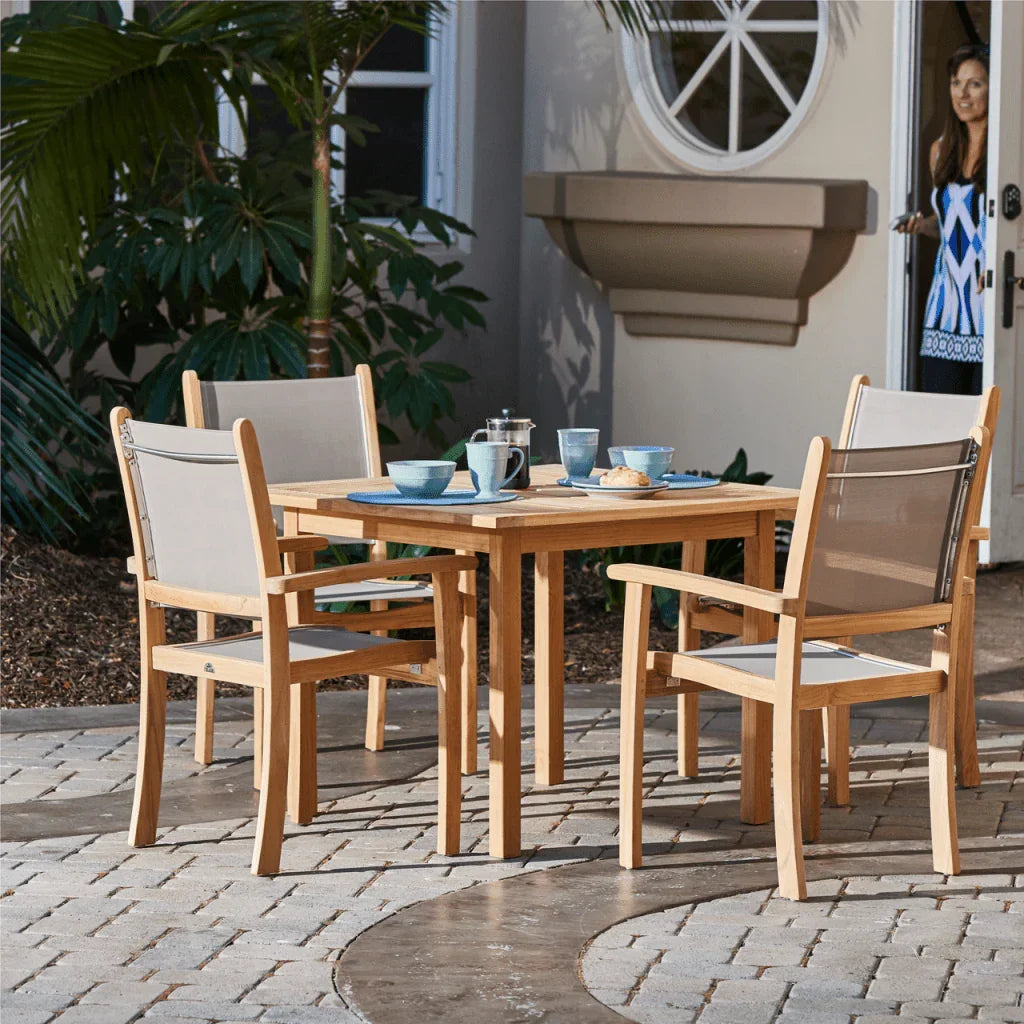 Pearl Teak Patio Square Dining Set 5PC - LOOMLAN - HiTeak - Outdoor Dining Sets