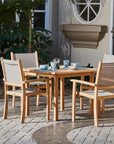 Pearl Teak Patio Square Dining Set 5PC - LOOMLAN - HiTeak - Outdoor Dining Sets