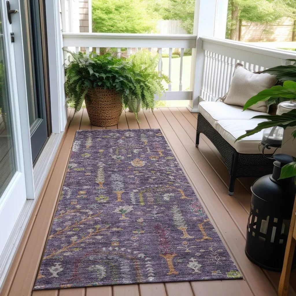 LOOMLAN Rugs Percy Purple Washable Indoor-Outdoor Rug