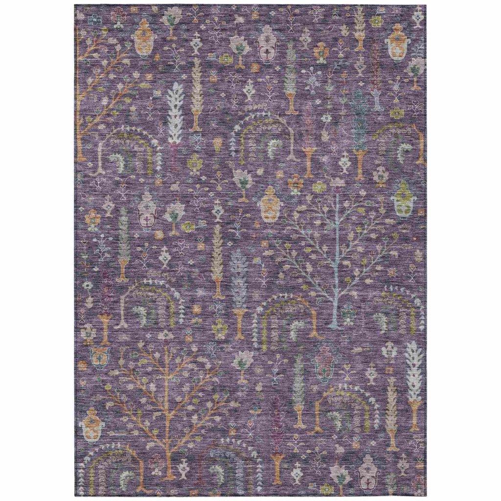 LOOMLAN Rugs Percy Purple Washable Indoor-Outdoor Rug