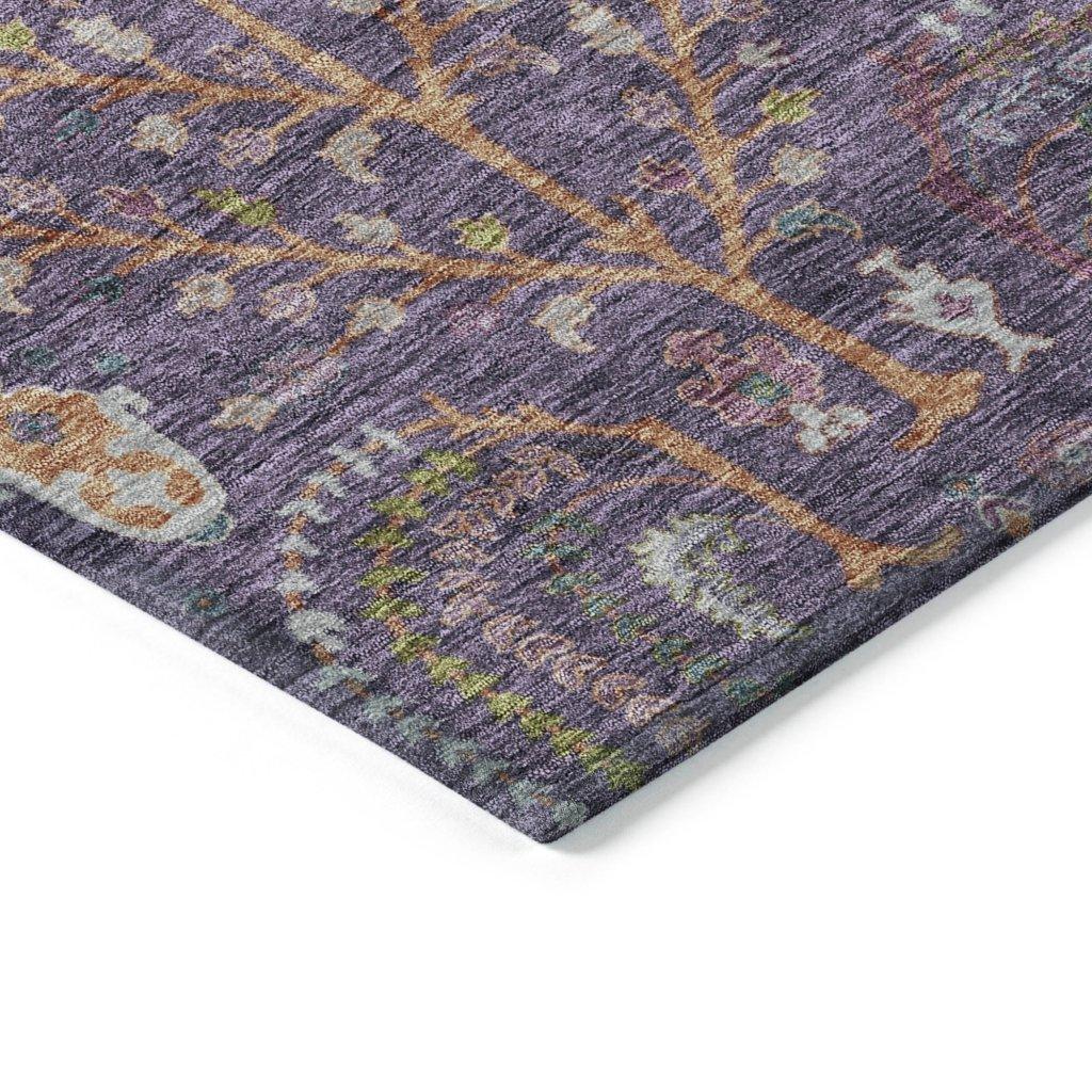 LOOMLAN Rugs Percy Purple Washable Indoor-Outdoor Rug