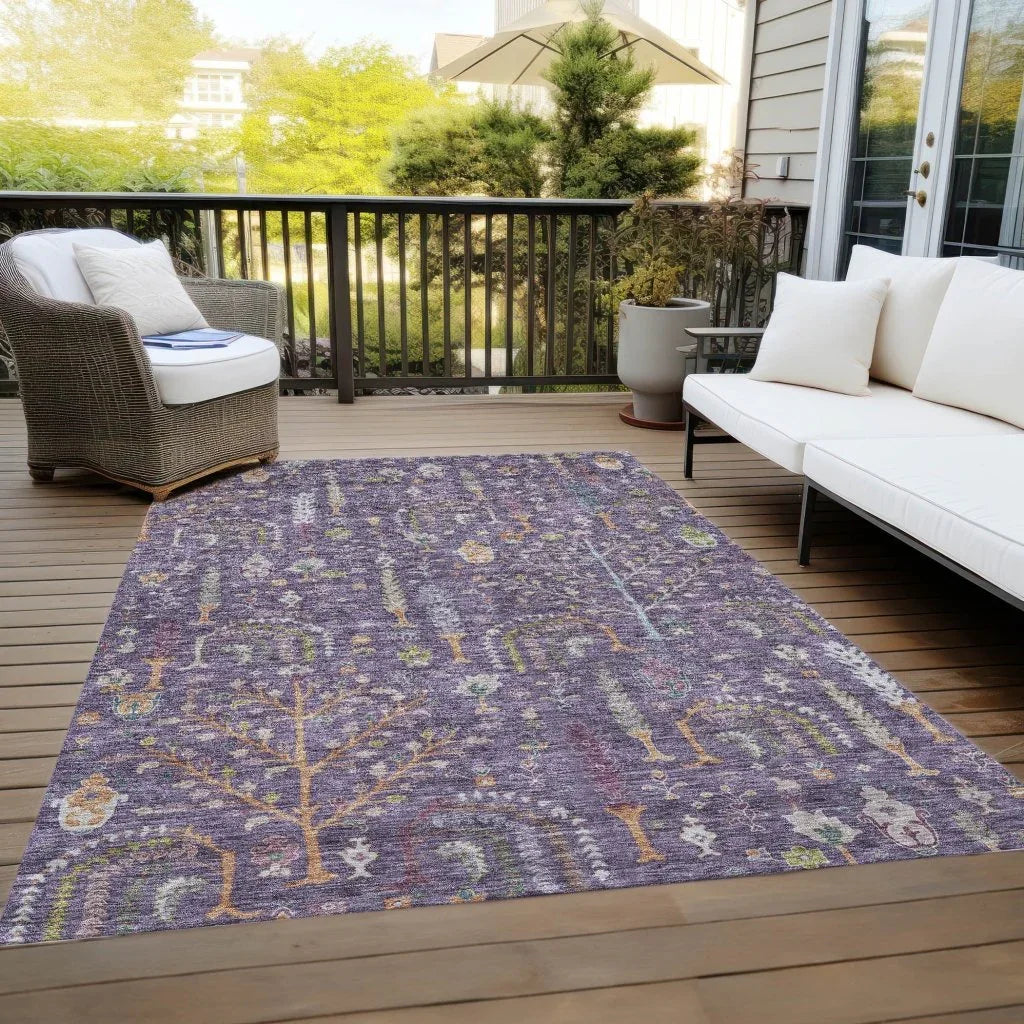 LOOMLAN Rugs Percy Purple Washable Indoor-Outdoor Rug