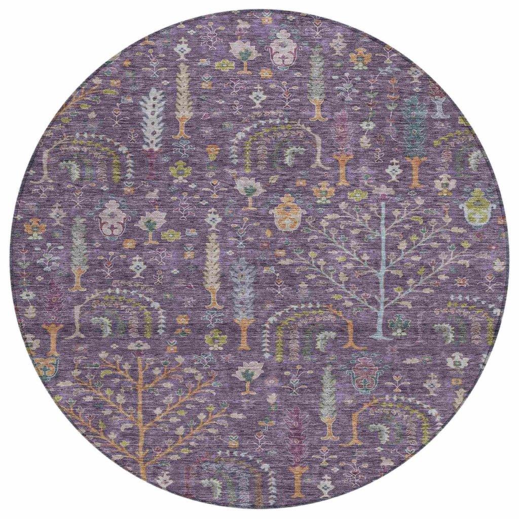 LOOMLAN Rugs Percy Purple Washable Indoor-Outdoor Rug