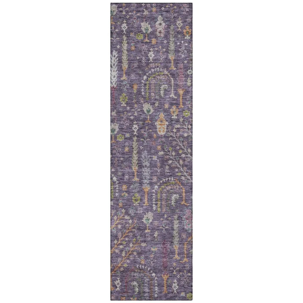 LOOMLAN Rugs Percy Purple Washable Indoor-Outdoor Rug