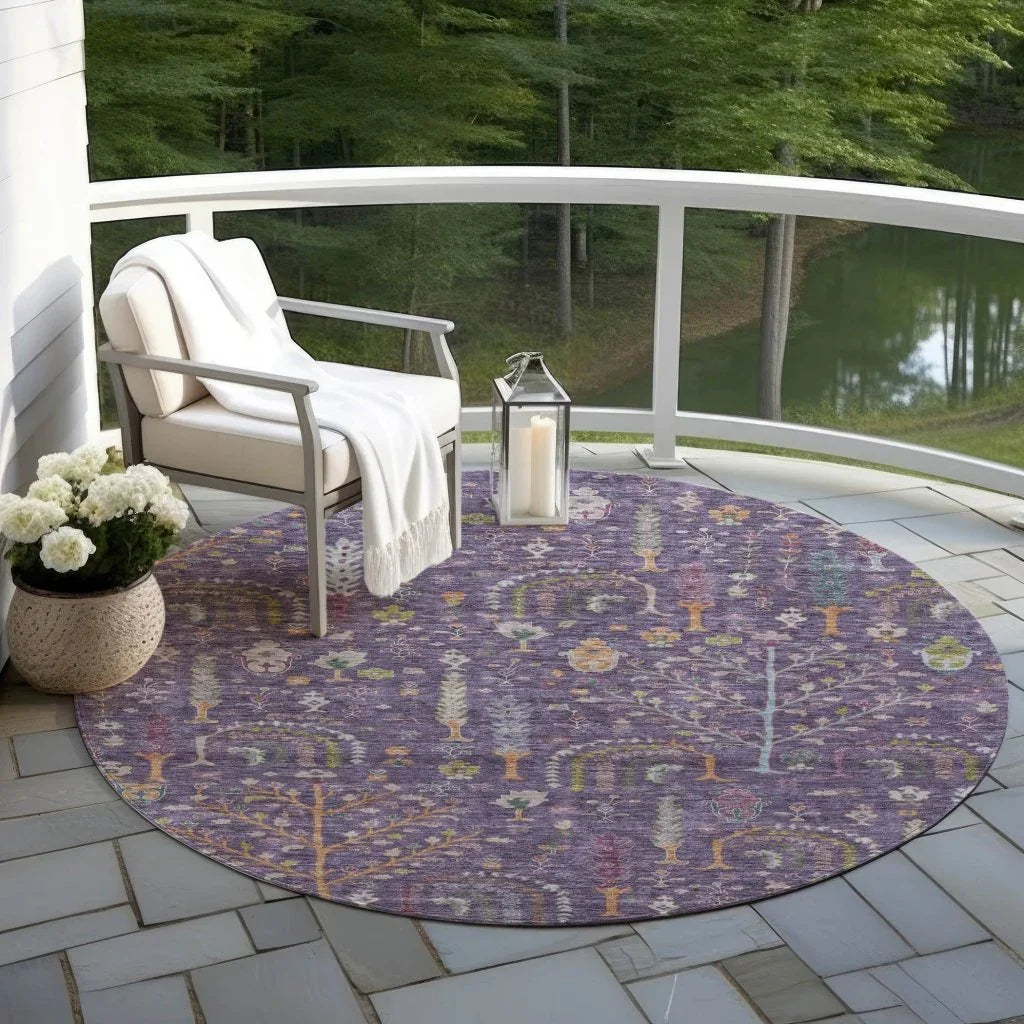 LOOMLAN Rugs Percy Purple Washable Indoor-Outdoor Rug