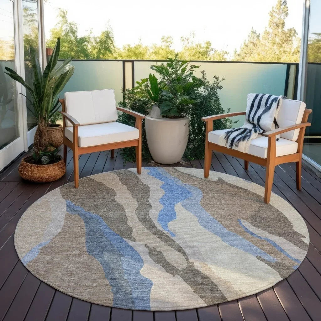 LOOMLAN Rugs Petala Brown Washable Indoor-Outdoor Rug