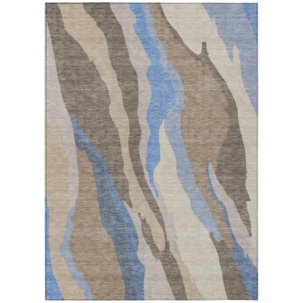 LOOMLAN Rugs Petala Brown Washable Indoor-Outdoor Rug