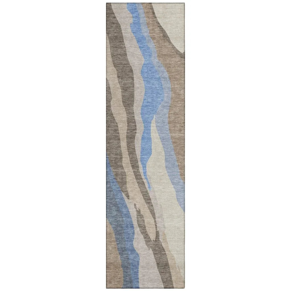 LOOMLAN Rugs Petala Brown Washable Indoor-Outdoor Rug