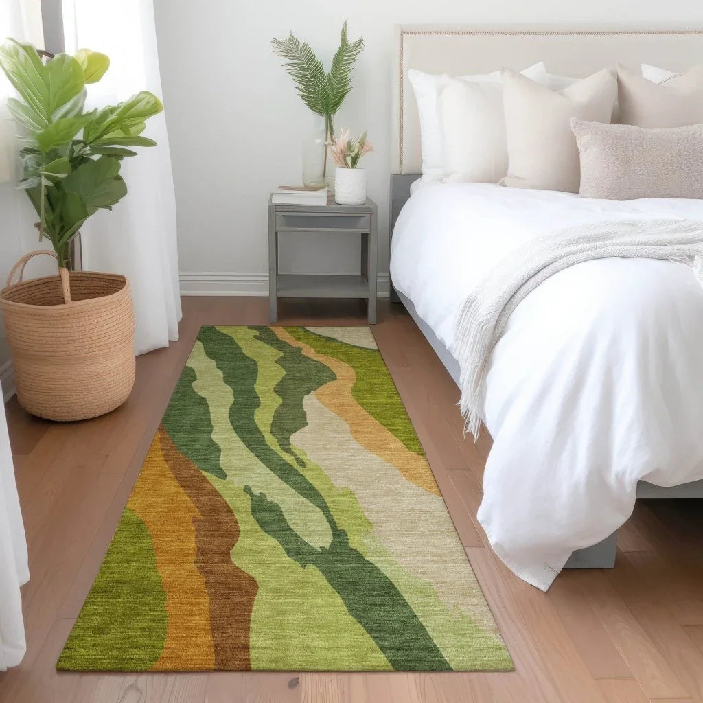LOOMLAN Rugs Petala Green Washable Indoor-Outdoor Rug