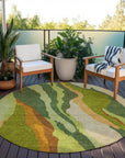 LOOMLAN Rugs Petala Green Washable Indoor-Outdoor Rug
