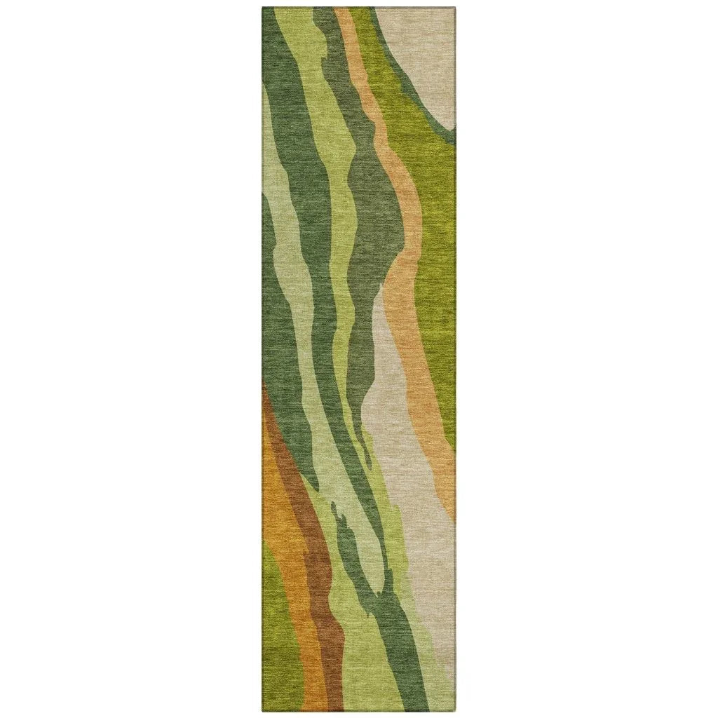 LOOMLAN Rugs Petala Green Washable Indoor-Outdoor Rug
