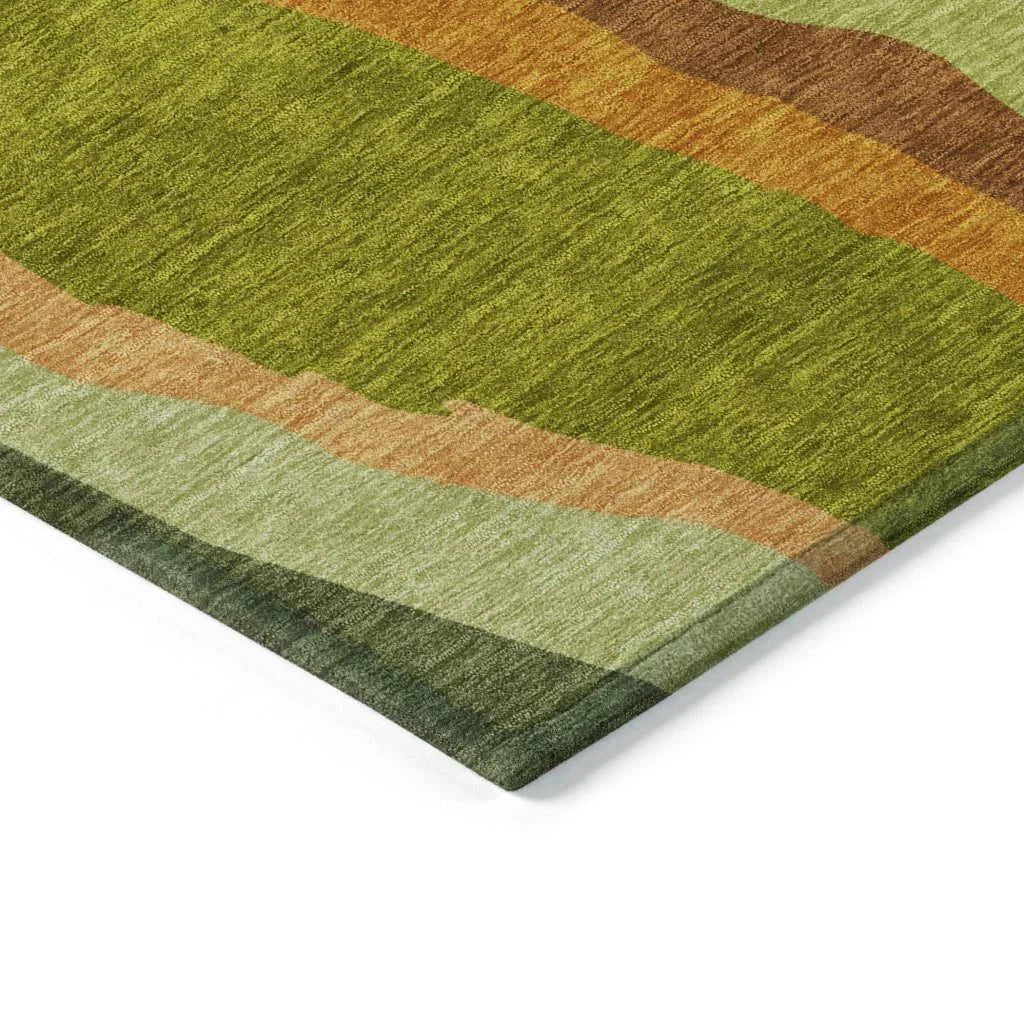 LOOMLAN Rugs Petala Green Washable Indoor-Outdoor Rug
