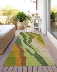LOOMLAN Rugs Petala Green Washable Indoor-Outdoor Rug
