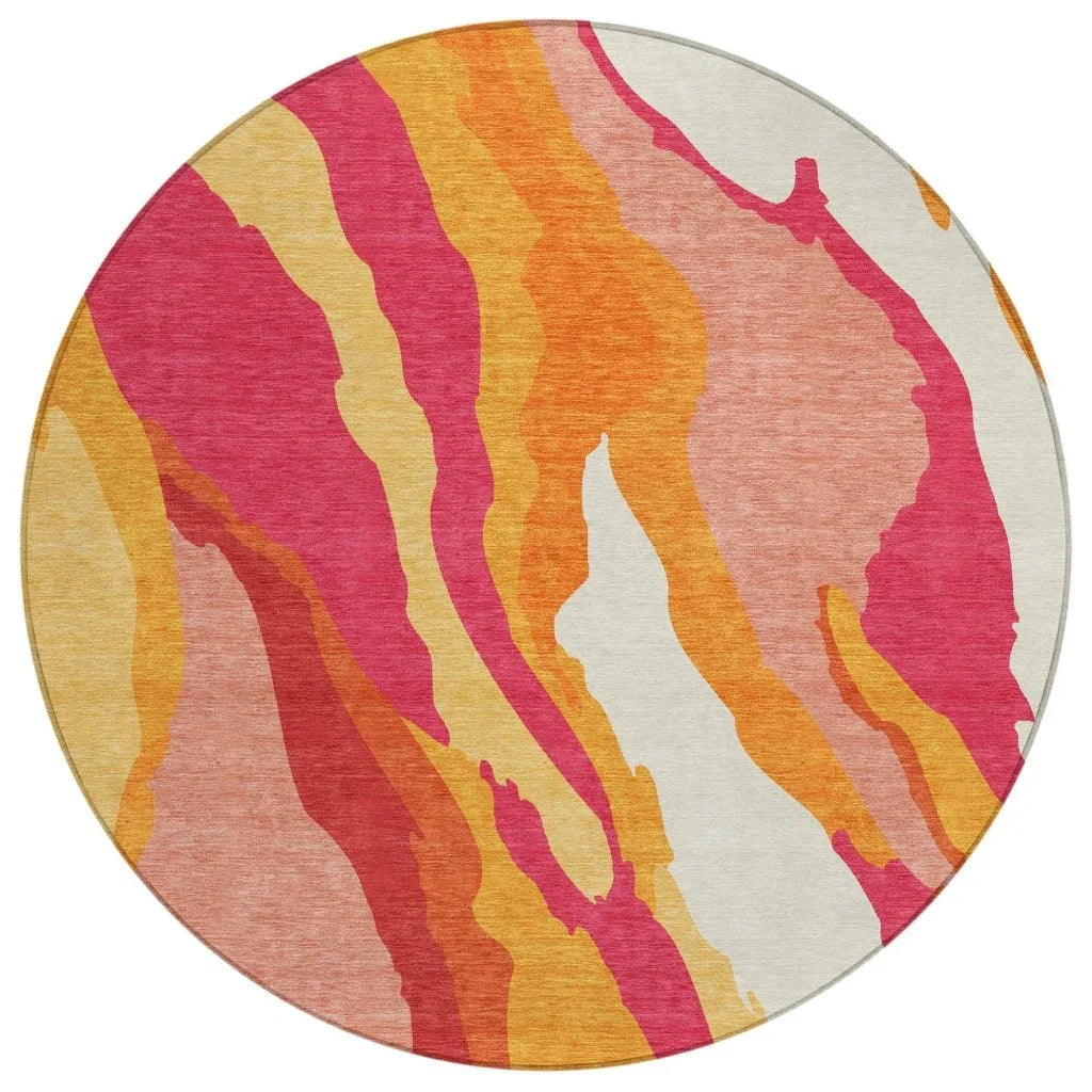 LOOMLAN Rugs Petala Pink Washable Indoor-Outdoor Rug