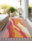 LOOMLAN Rugs Petala Pink Washable Indoor-Outdoor Rug
