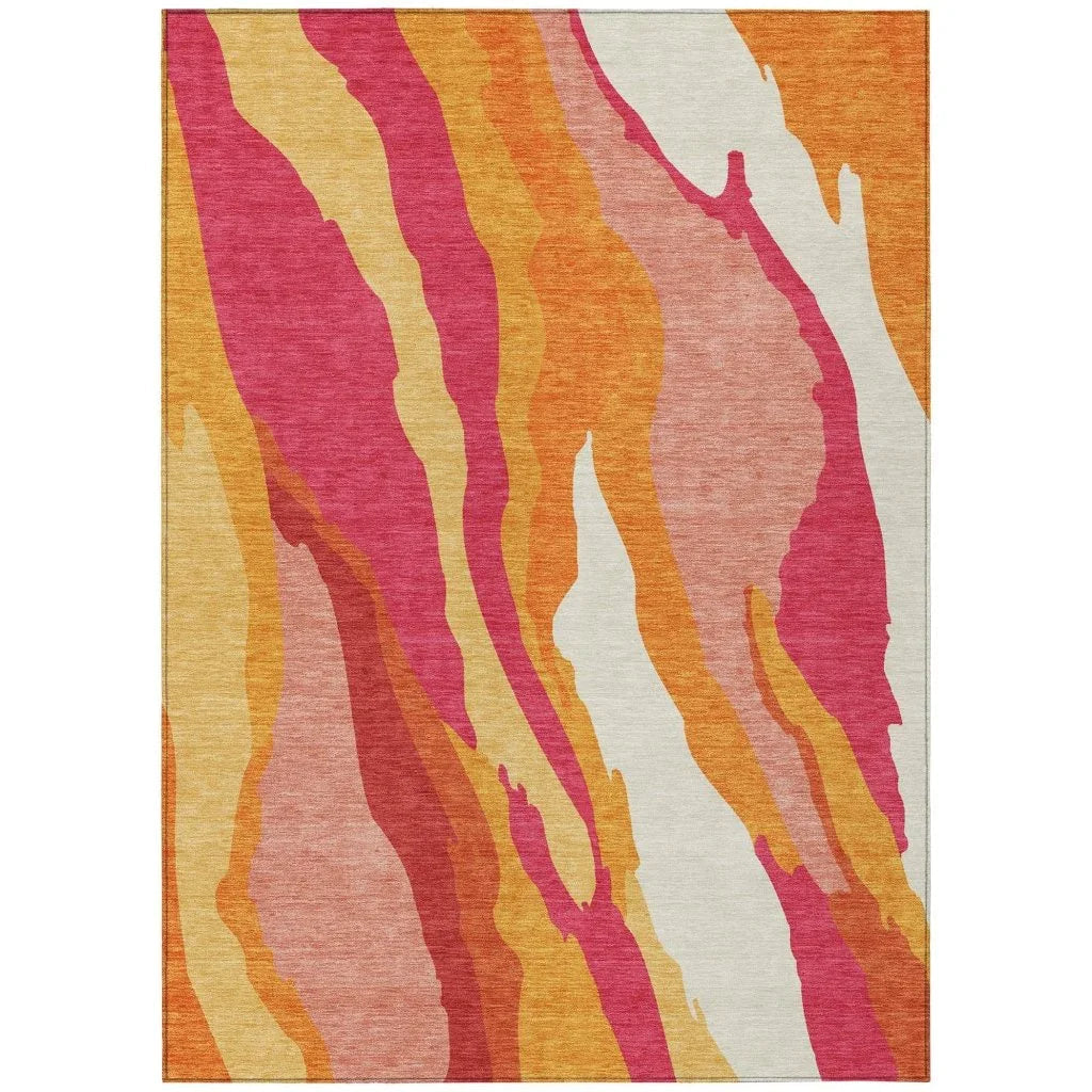 LOOMLAN Rugs Petala Pink Washable Indoor-Outdoor Rug