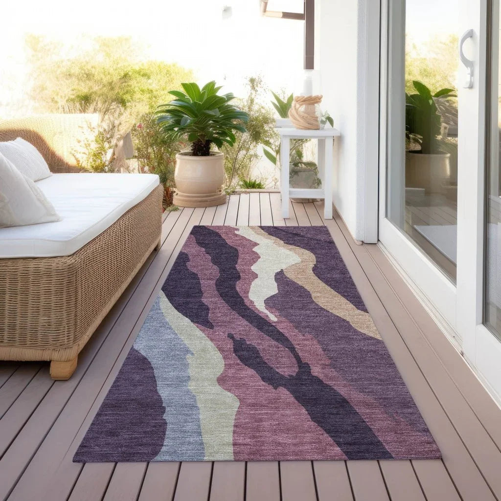 LOOMLAN Rugs Petala Plum Washable Indoor-Outdoor Rug