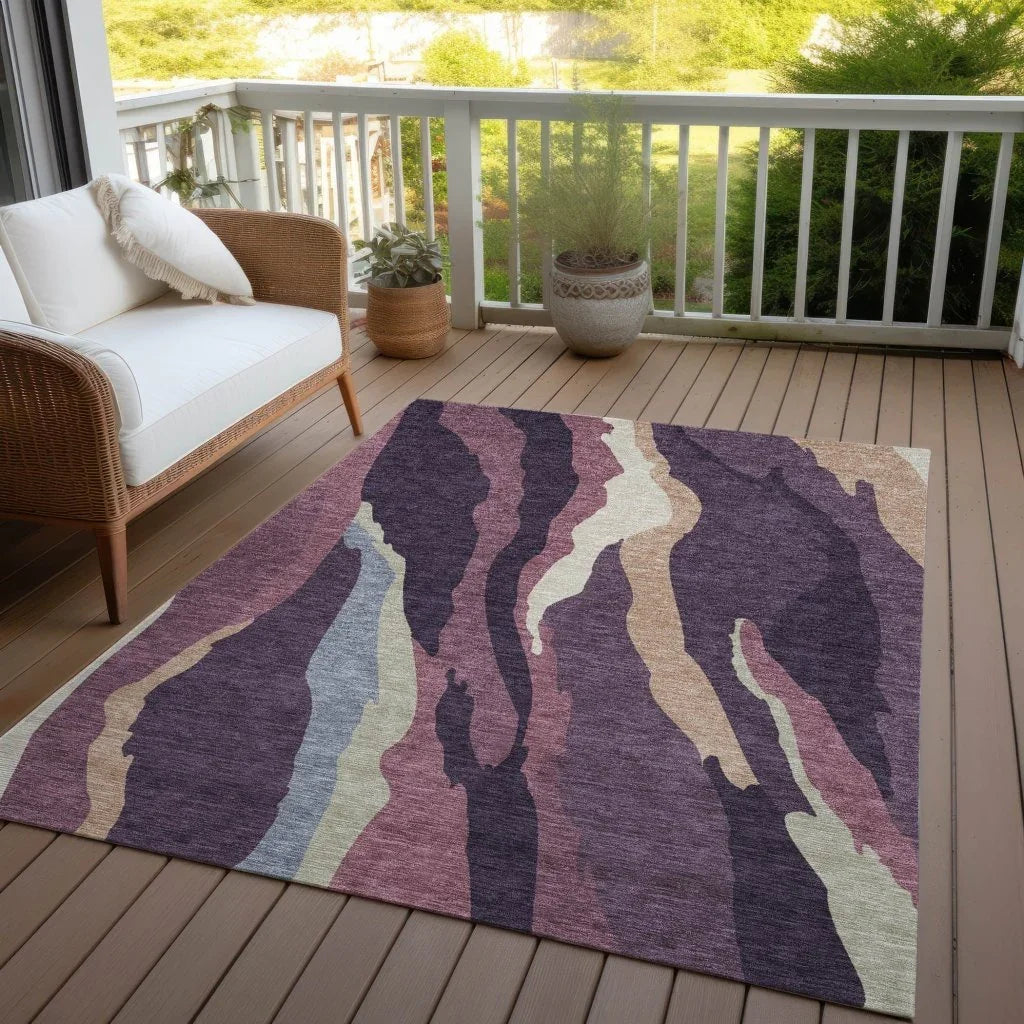 LOOMLAN Rugs Petala Plum Washable Indoor-Outdoor Rug