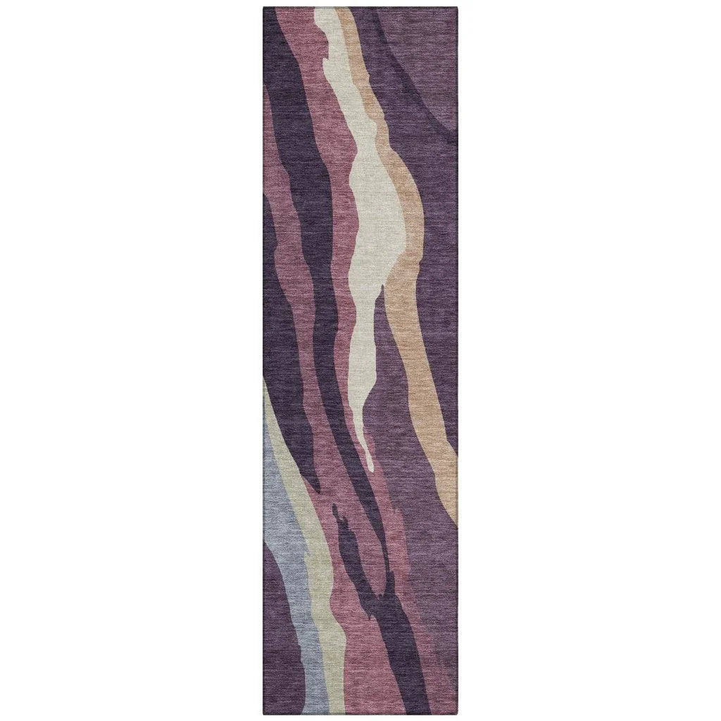 LOOMLAN Rugs Petala Plum Washable Indoor-Outdoor Rug