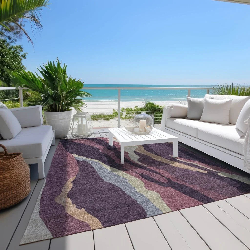 LOOMLAN Rugs Petala Plum Washable Indoor-Outdoor Rug