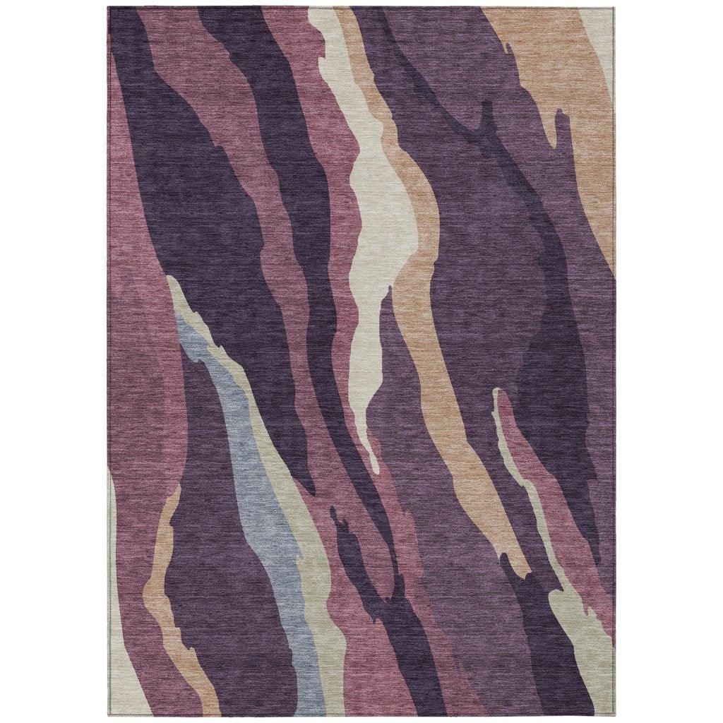 LOOMLAN Rugs Petala Plum Washable Indoor-Outdoor Rug