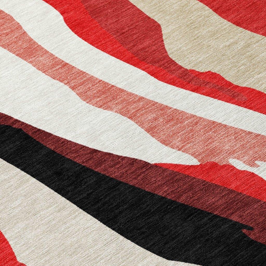 LOOMLAN Rugs Petala Red Washable Indoor-Outdoor Rug
