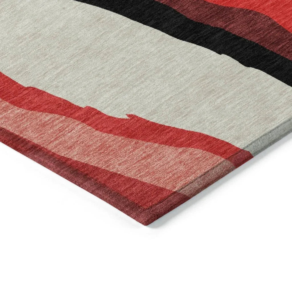 LOOMLAN Rugs Petala Red Washable Indoor-Outdoor Rug