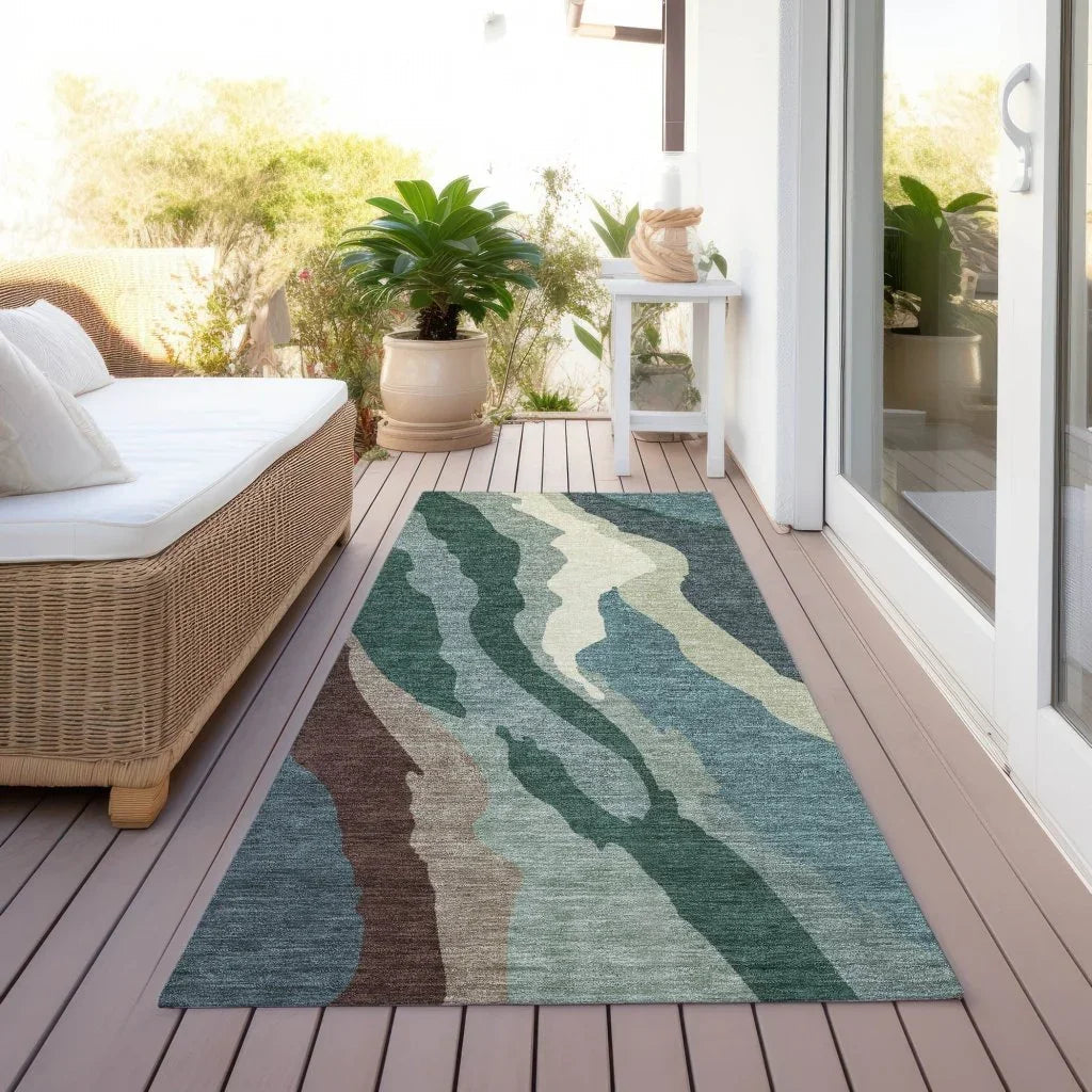 LOOMLAN Rugs Petala Sage Washable Indoor-Outdoor Rug