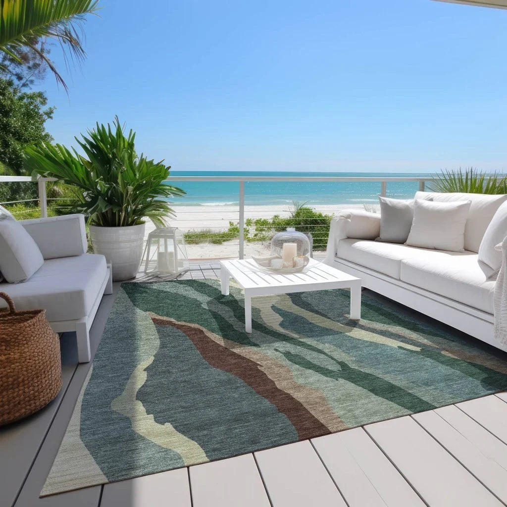 LOOMLAN Rugs Petala Sage Washable Indoor-Outdoor Rug