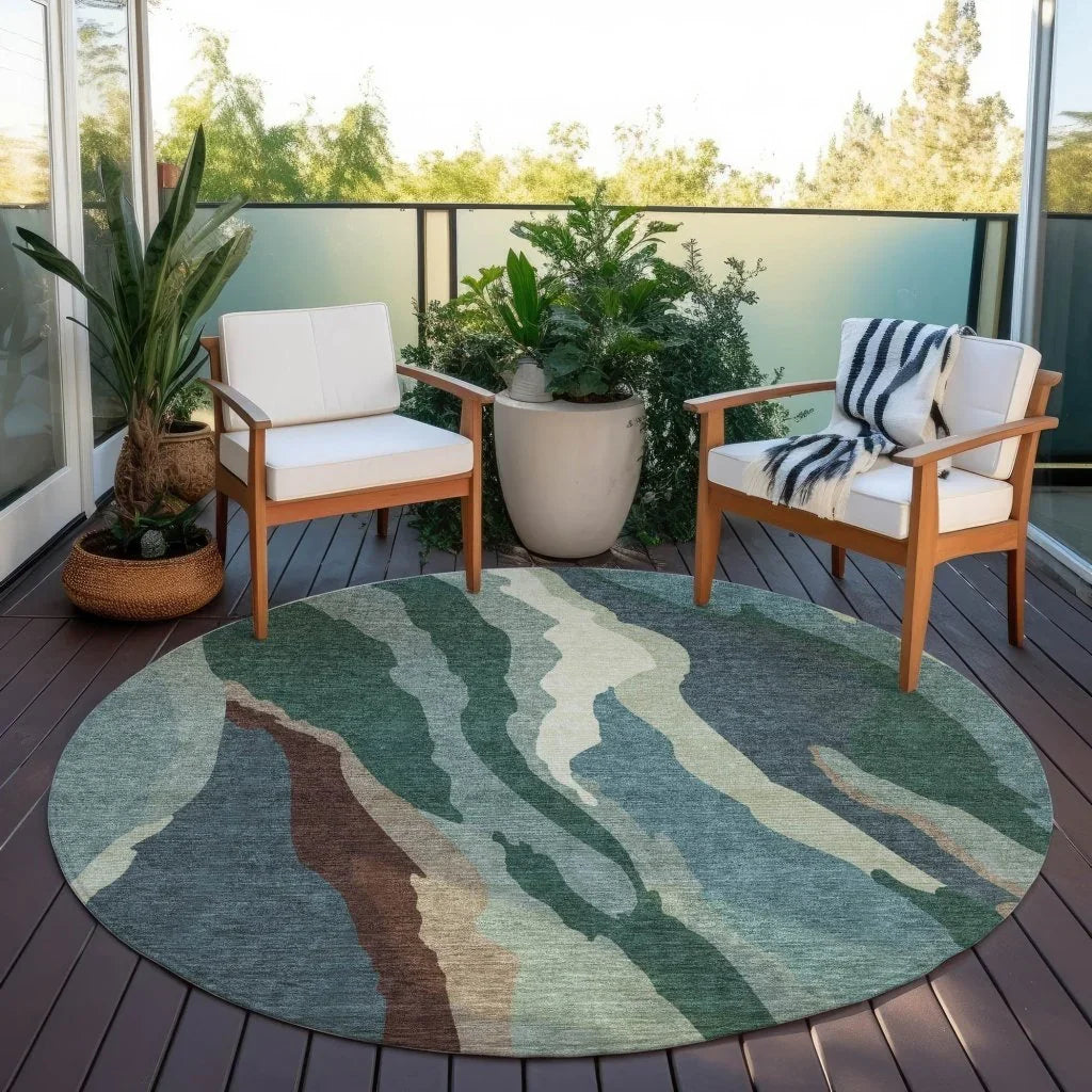 LOOMLAN Rugs Petala Sage Washable Indoor-Outdoor Rug
