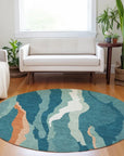 LOOMLAN Rugs Petala Teal Washable Indoor-Outdoor Rug