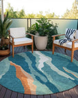 LOOMLAN Rugs Petala Teal Washable Indoor-Outdoor Rug