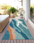 LOOMLAN Rugs Petala Teal Washable Indoor-Outdoor Rug