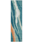 LOOMLAN Rugs Petala Teal Washable Indoor-Outdoor Rug