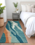 LOOMLAN Rugs Petala Teal Washable Indoor-Outdoor Rug