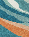 LOOMLAN Rugs Petala Teal Washable Indoor-Outdoor Rug