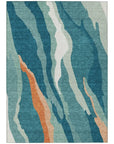 LOOMLAN Rugs Petala Teal Washable Indoor-Outdoor Rug